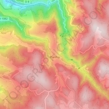 Mapa topográfico Planfoy, altitud, relieve
