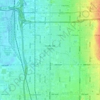 Mapa topográfico South Salt Lake, altitud, relieve
