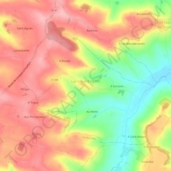 Mapa topográfico Larroque-Engalin, altitud, relieve