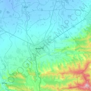 Mapa topográfico Ghaemshahr County, altitud, relieve