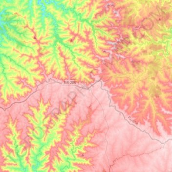 Mapa topográfico Flor da Serra do Sul, altitud, relieve