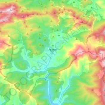 Mapa topográfico Prioro, altitud, relieve