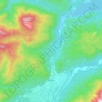 Mapa topográfico Wallgau, altitud, relieve