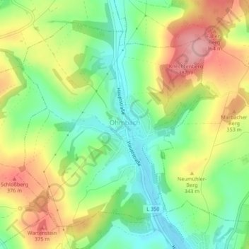 Mapa topográfico Ohmbach, altitud, relieve
