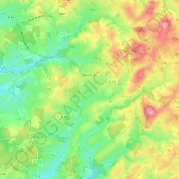 Mapa topográfico Chalmoux, altitud, relieve