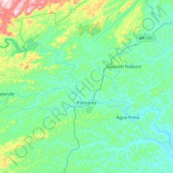 Mapa topográfico Palmares, altitud, relieve