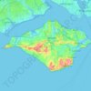 Mapa topográfico Isle of Wight, altitud, relieve