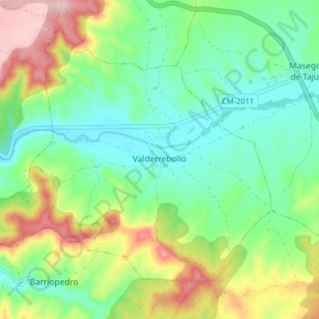 Mapa topográfico Valderrebollo, altitud, relieve