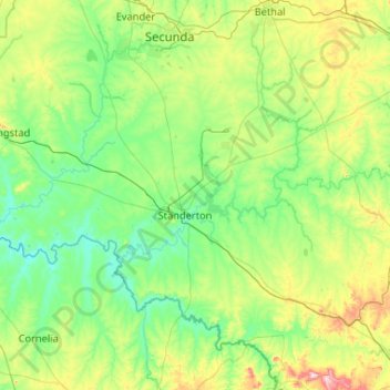 Mapa topográfico Lekwa Local Municipality, altitud, relieve