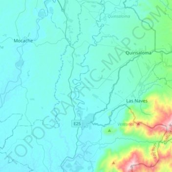 Mapa topográfico Zapotal, altitud, relieve