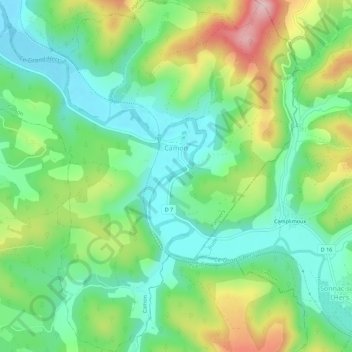 Mapa topográfico Camon, altitud, relieve