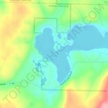 Mapa topográfico Thumb Lake, altitud, relieve