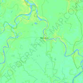 Mapa topográfico Maubin, altitud, relieve