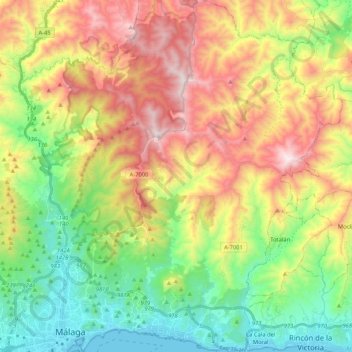 Mapa topográfico Este, altitud, relieve