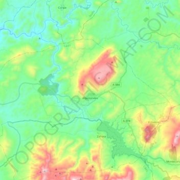 Mapa topográfico Algodonales, altitud, relieve