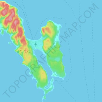 Mapa topográfico Isla Talcán, altitud, relieve