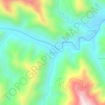 Mapa topográfico Marcoma Alta, altitud, relieve