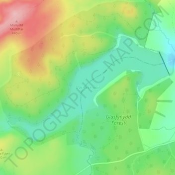 Mapa topográfico Usk Reservoir, altitud, relieve