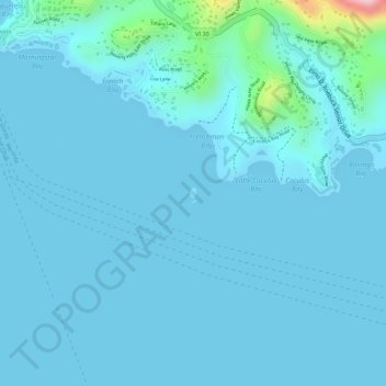 Mapa topográfico Green Cay, altitud, relieve
