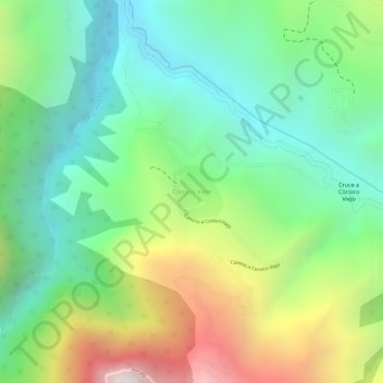 Mapa topográfico Coroico Viejo, altitud, relieve