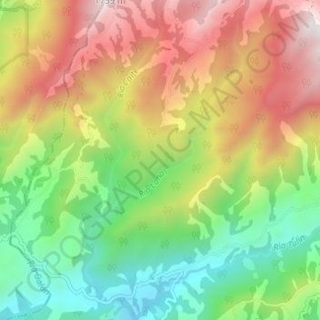 Mapa topográfico Río Lanas, altitud, relieve