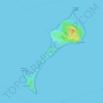 Mapa topográfico Insel Vilm, altitud, relieve