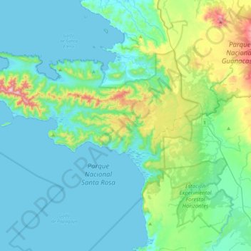 Mapa topográfico Parque Nacional Santa Rosa, altitud, relieve