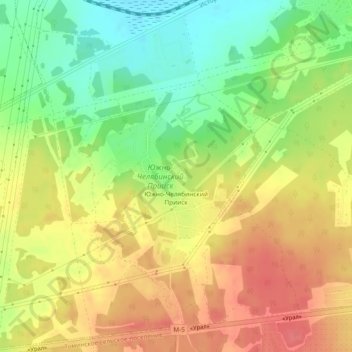 Mapa topográfico Южно-Челябинский Прииск, altitud, relieve