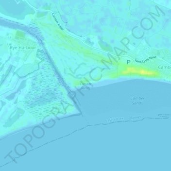 Mapa topográfico Camber Sands, altitud, relieve