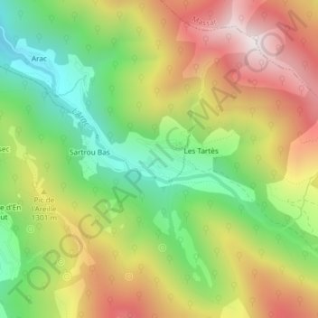 Mapa topográfico Trabiet Dessus, altitud, relieve