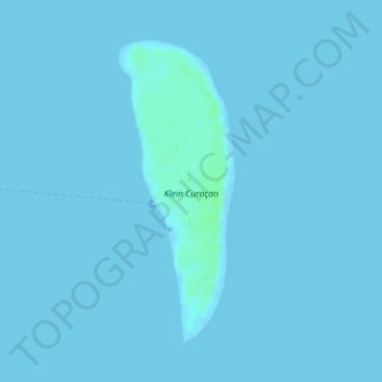 Mapa topográfico Klein Curaçao, altitud, relieve