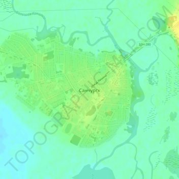 Mapa topográfico Санчурск, altitud, relieve