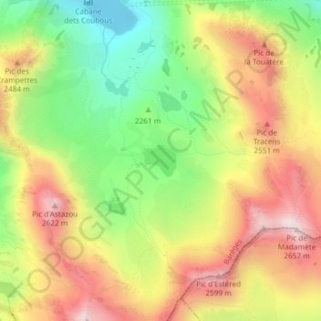 Mapa topográfico Lac Nère, altitud, relieve