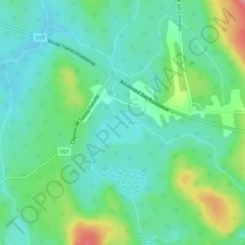 Mapa topográfico Lac Charlebois, altitud, relieve