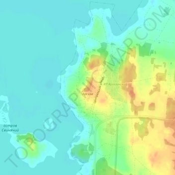 Mapa topográfico Аргази, altitud, relieve