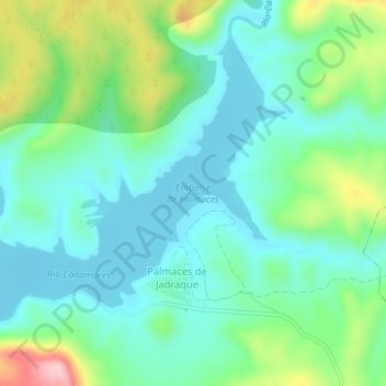 Mapa topográfico Embalse de Pálmaces, altitud, relieve