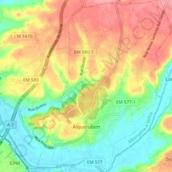 alquerubim mapa Mapa topográfico Alquerubim, altitud, relieve