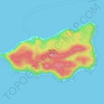 Mapa topográfico Isla del Caño, altitud, relieve